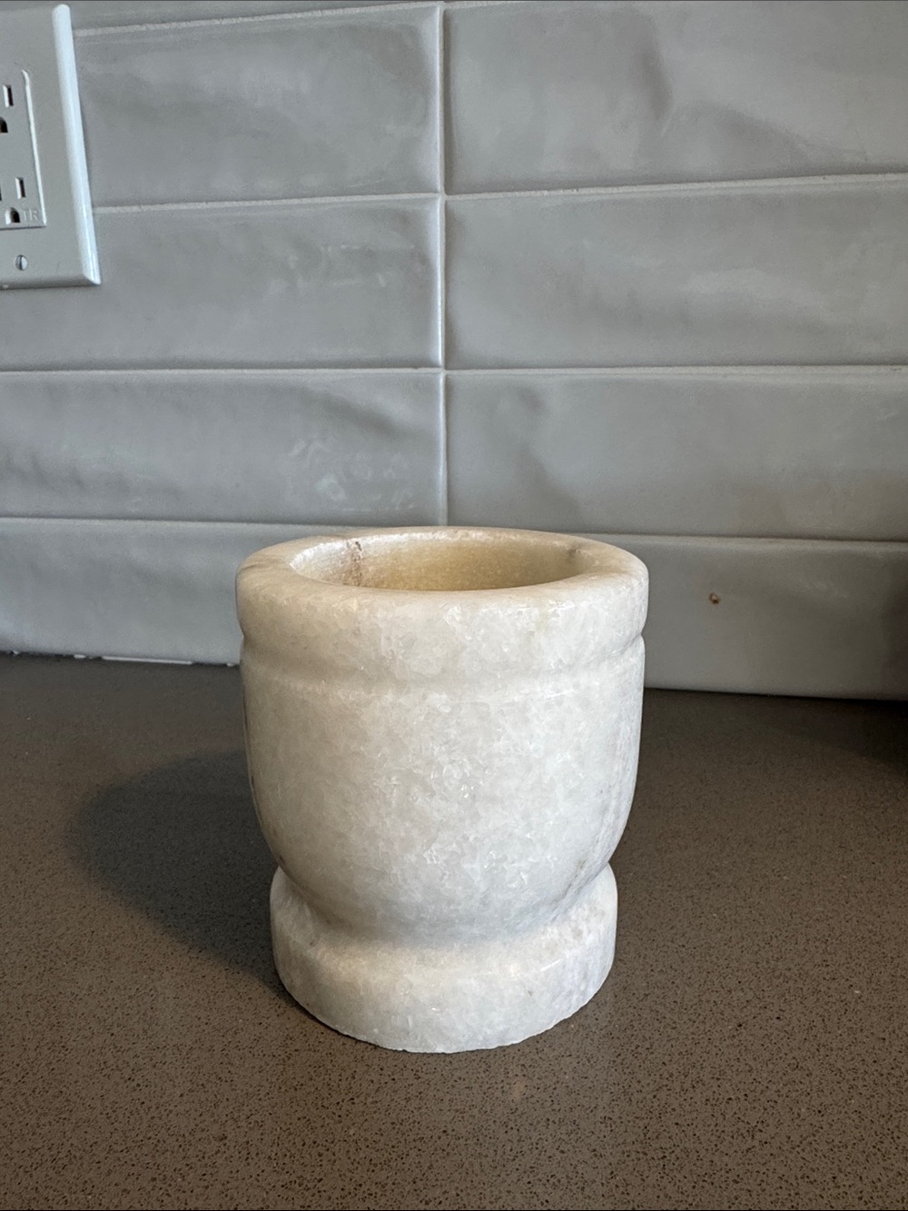 White Marble Mortar Decorative Vessel